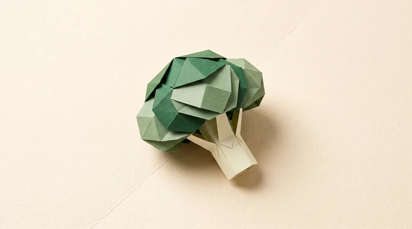paper origami broccoli, close up